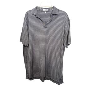 Peter Millar - Short Sleeve Gray Striped Men's Polo - Size Medium